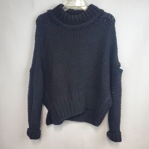 New damaged Free People black slouchy sweater Size Large ribbed mock neck